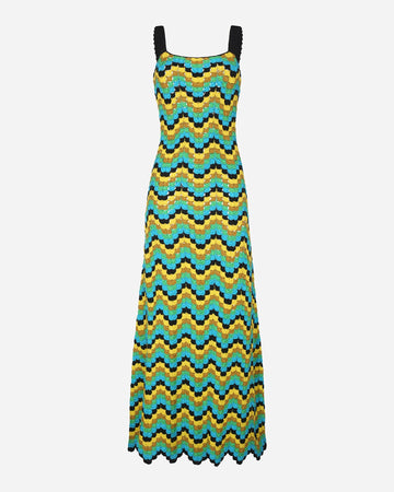 Marea Crochet Maxi Dress | Green - Navy
