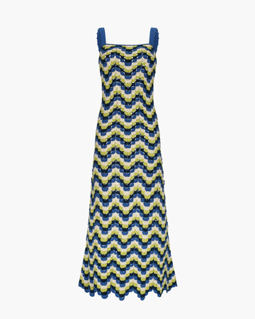 Marea Crochet Maxi Dress | Blues - Lime Green