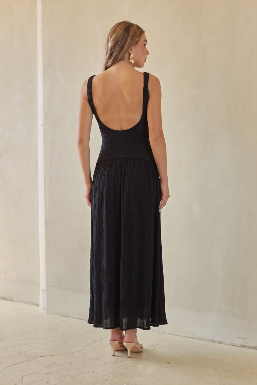 Mindy Drop Waist Textured Maxi Dress