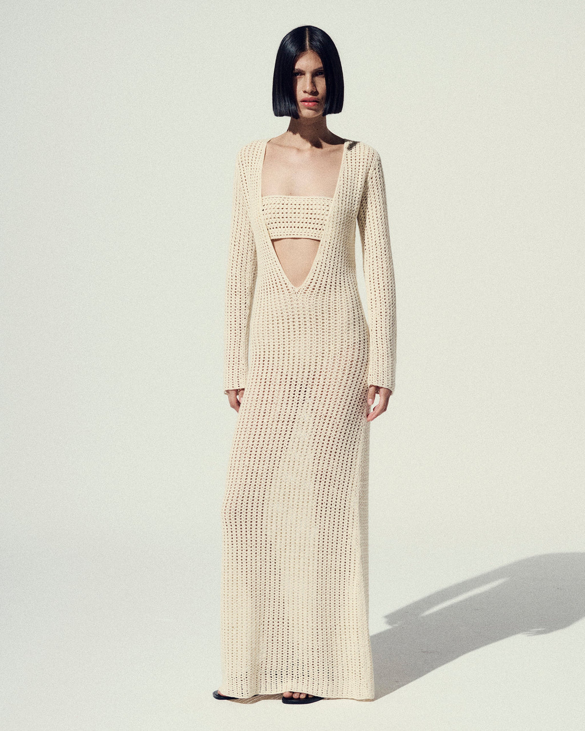 Misha Crochet Maxi Dress  | Ivory