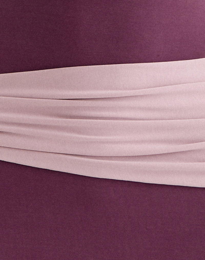 Moisa Maxi Dress in Cupro Deep Purple and Dusty Pink