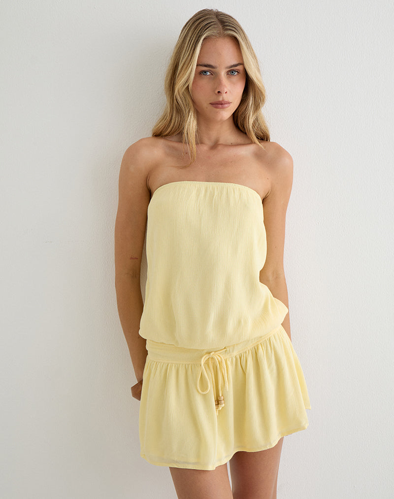 Moka Mini Dress in Crinkle Butter Yellow