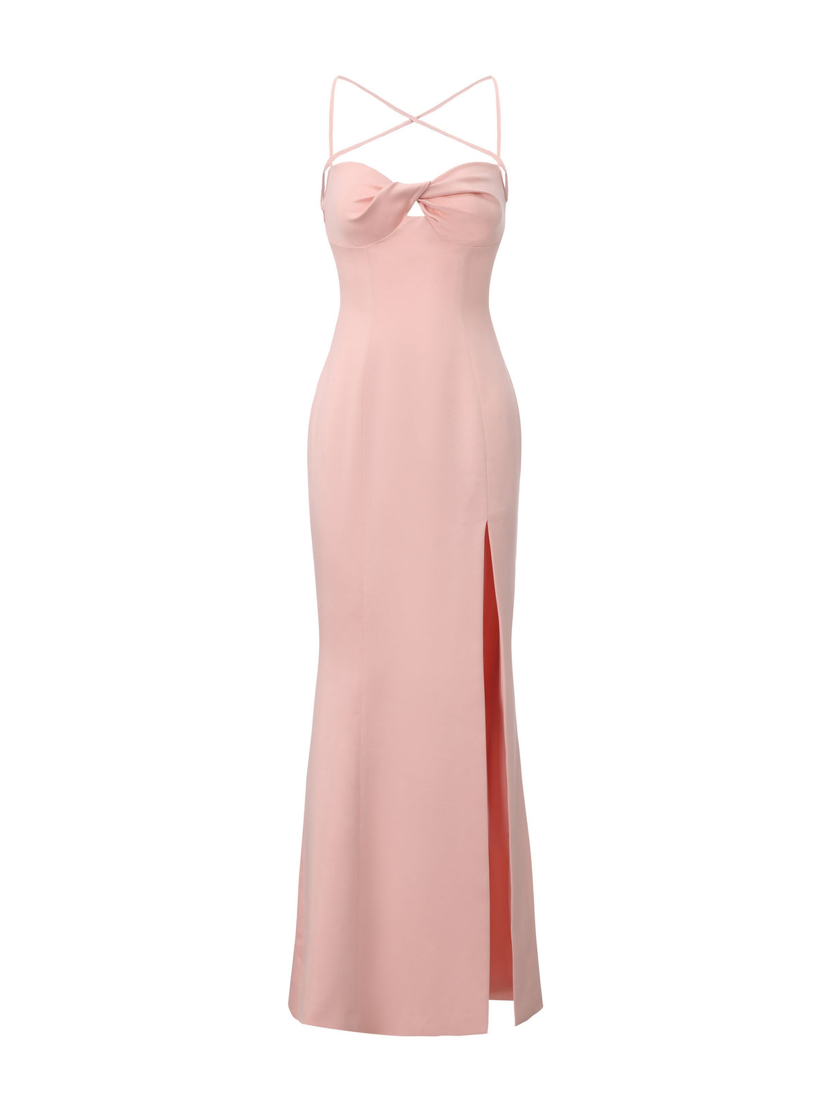 Brielle Twist-Front Peach Pink Dress
