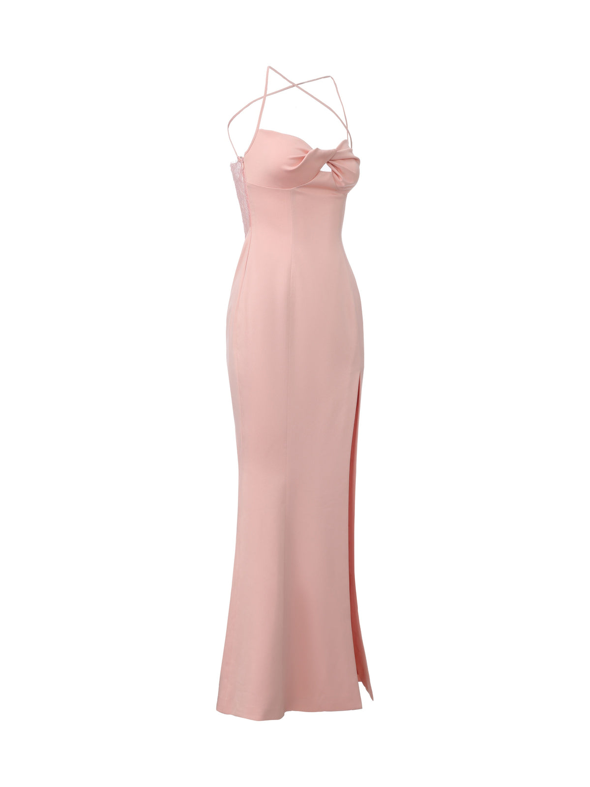 Brielle Twist-Front Peach Pink Dress