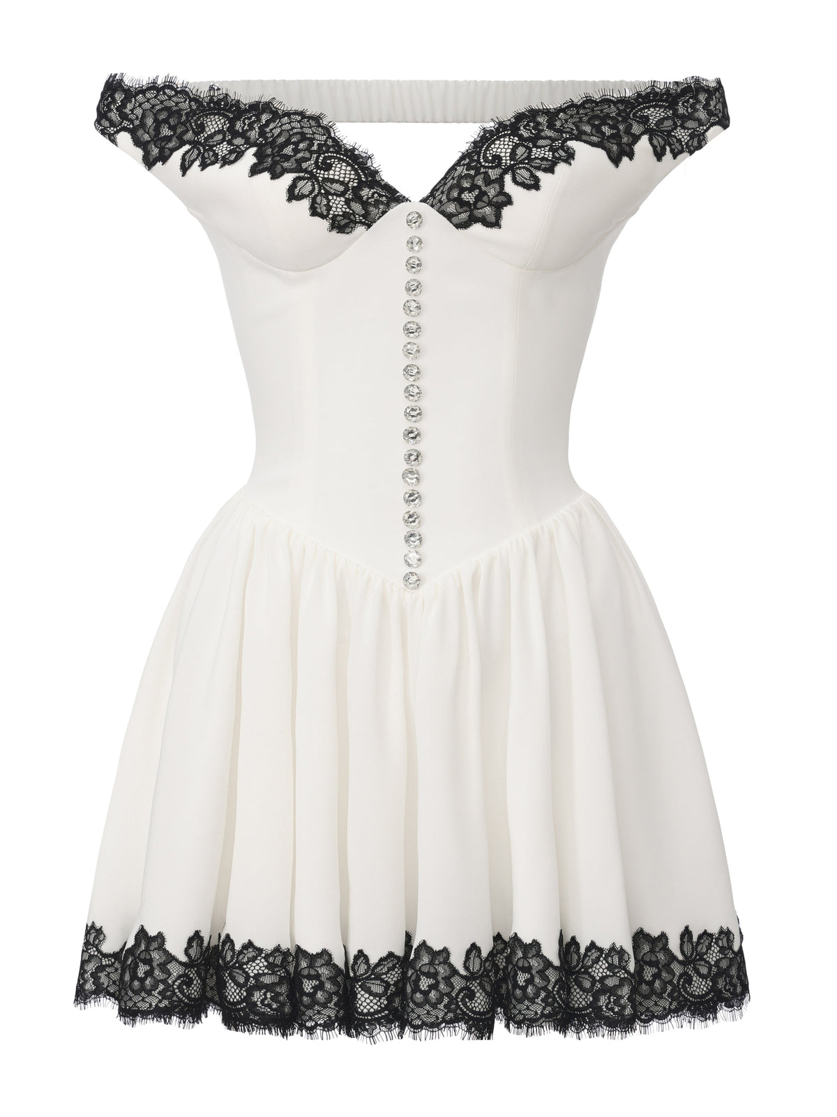 Isabela Lace Trim Off-Shoulder Mini Dress (Final Sale)