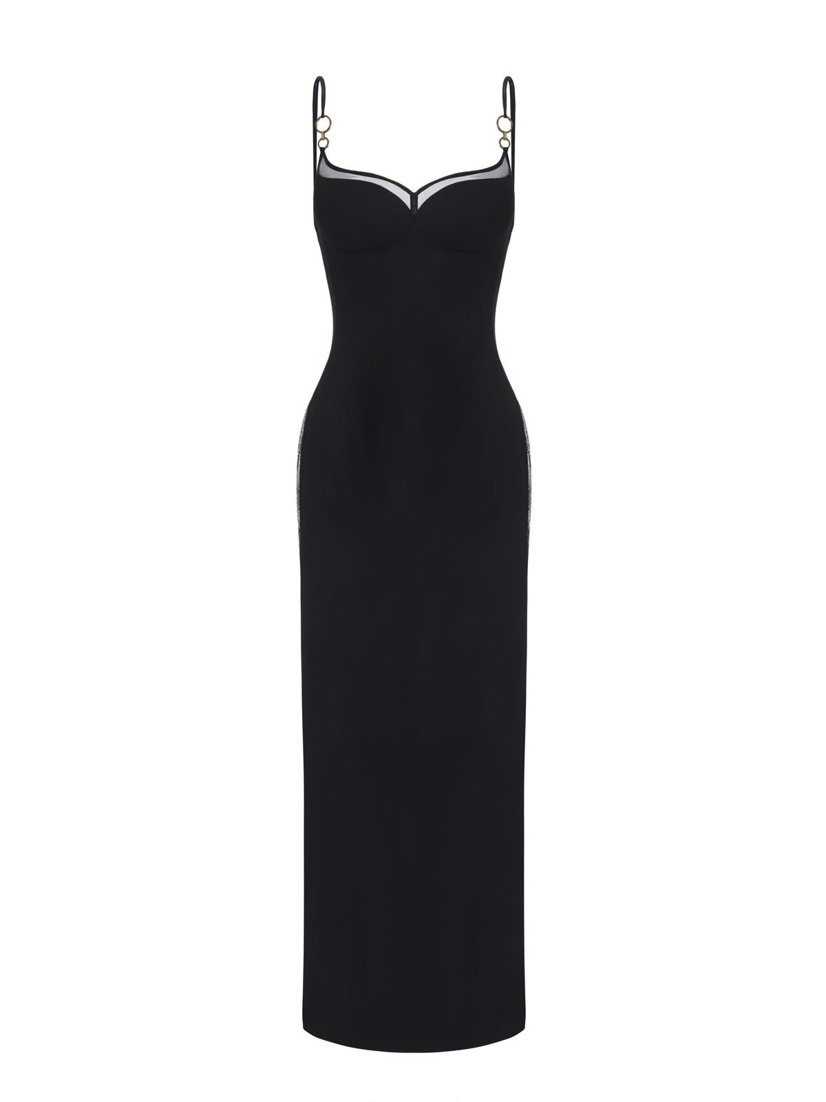 Oriana Mesh Panel Black Dress