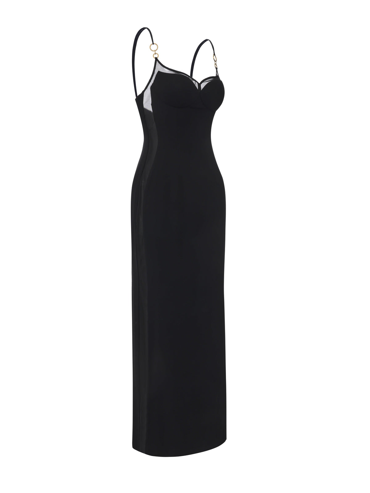 Oriana Mesh Panel Black Dress