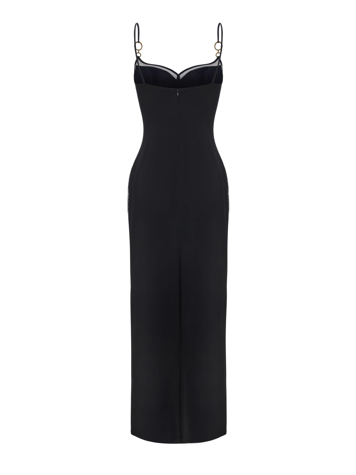 Oriana Mesh Panel Black Dress