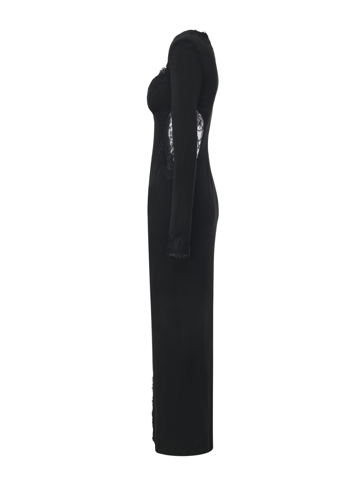 Adriana Lace High-Slit Black Acetate Dress (Final Sale)