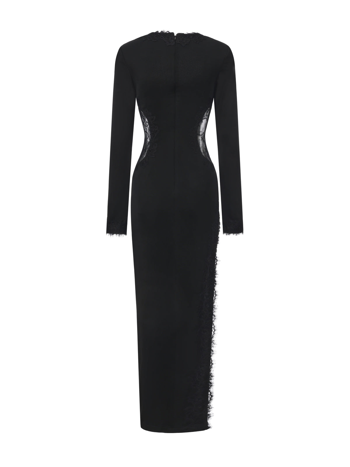 Adriana Lace High-Slit Black Acetate Dress (Final Sale)