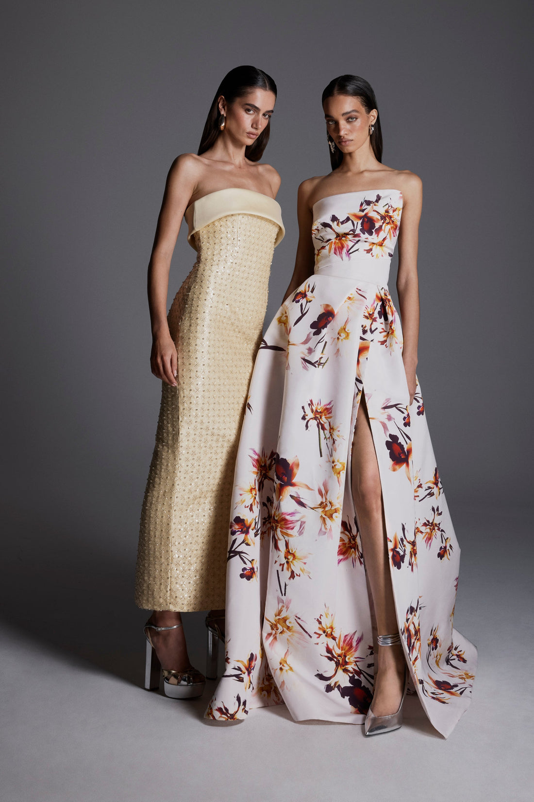 Crystal Embroidered Column Dress