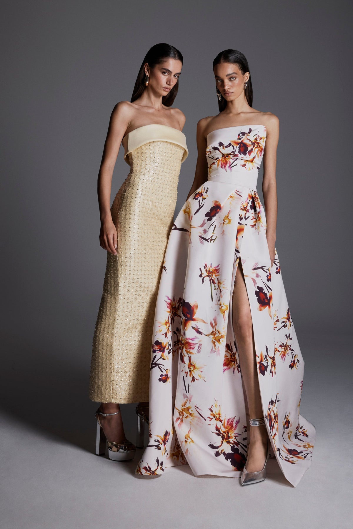 Crystal Embroidered Column Dress