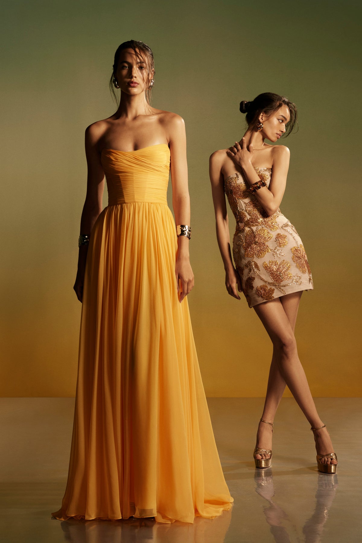 Metallic Gold Sculpted Mini Dress