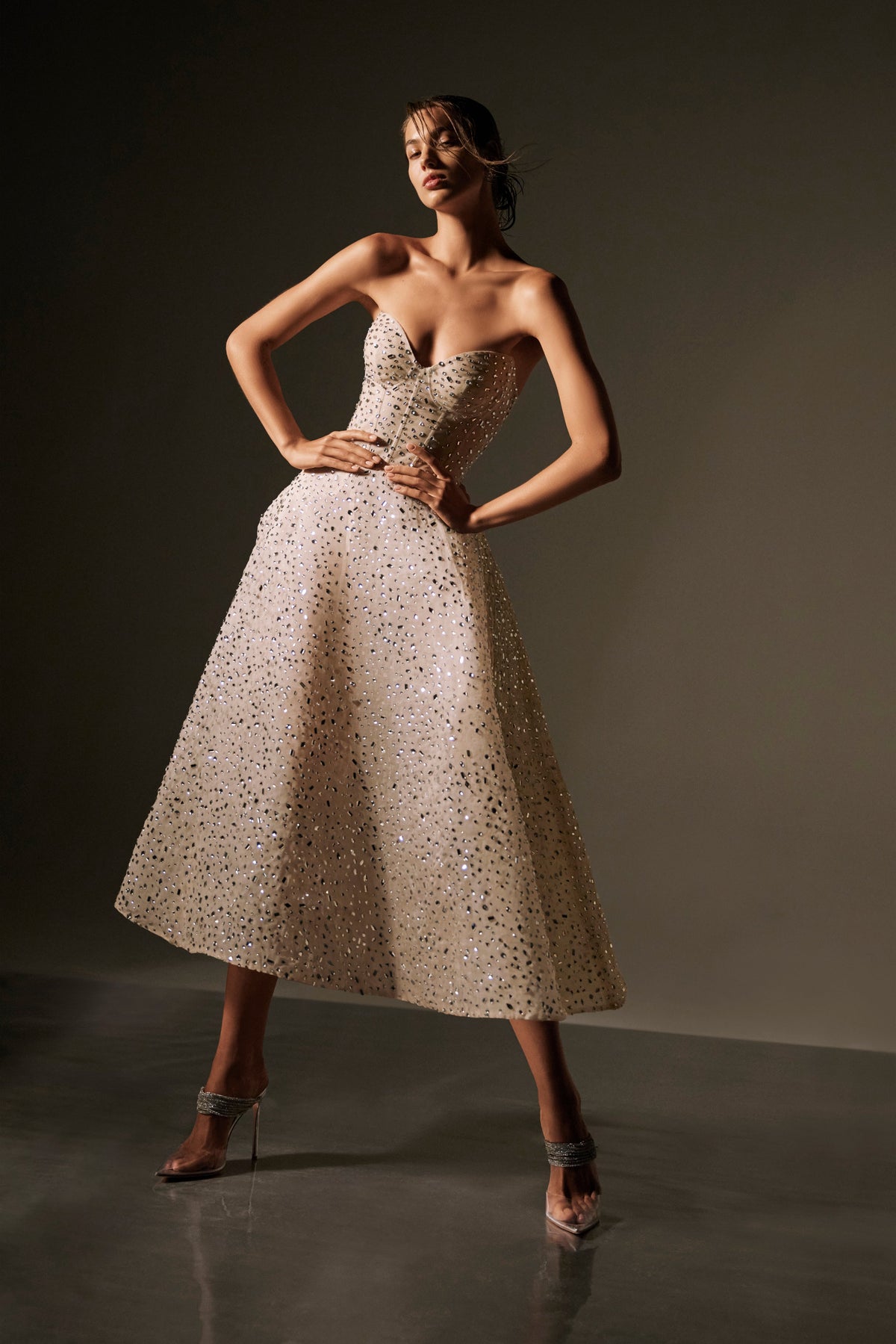 Crystal Embellished Sweetheart Dress