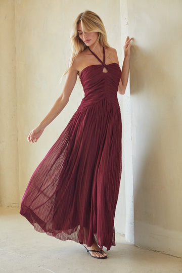 Nadine Keyhole Halter Maxi Dress