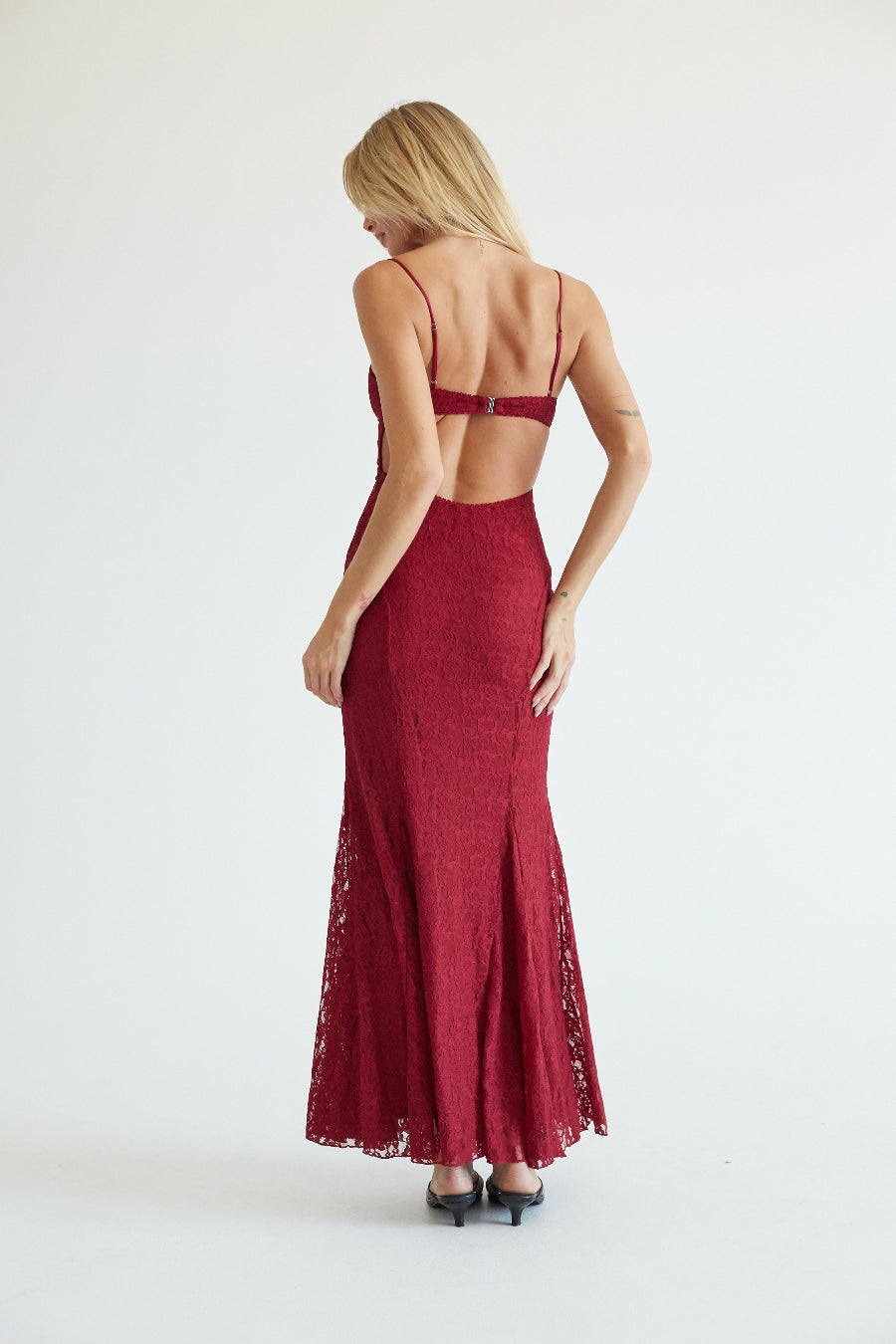 Nathalie Lace Open Back Maxi Dress