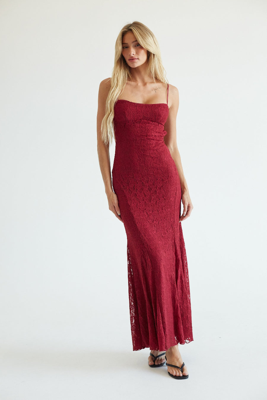 Nathalie Lace Open Back Maxi Dress