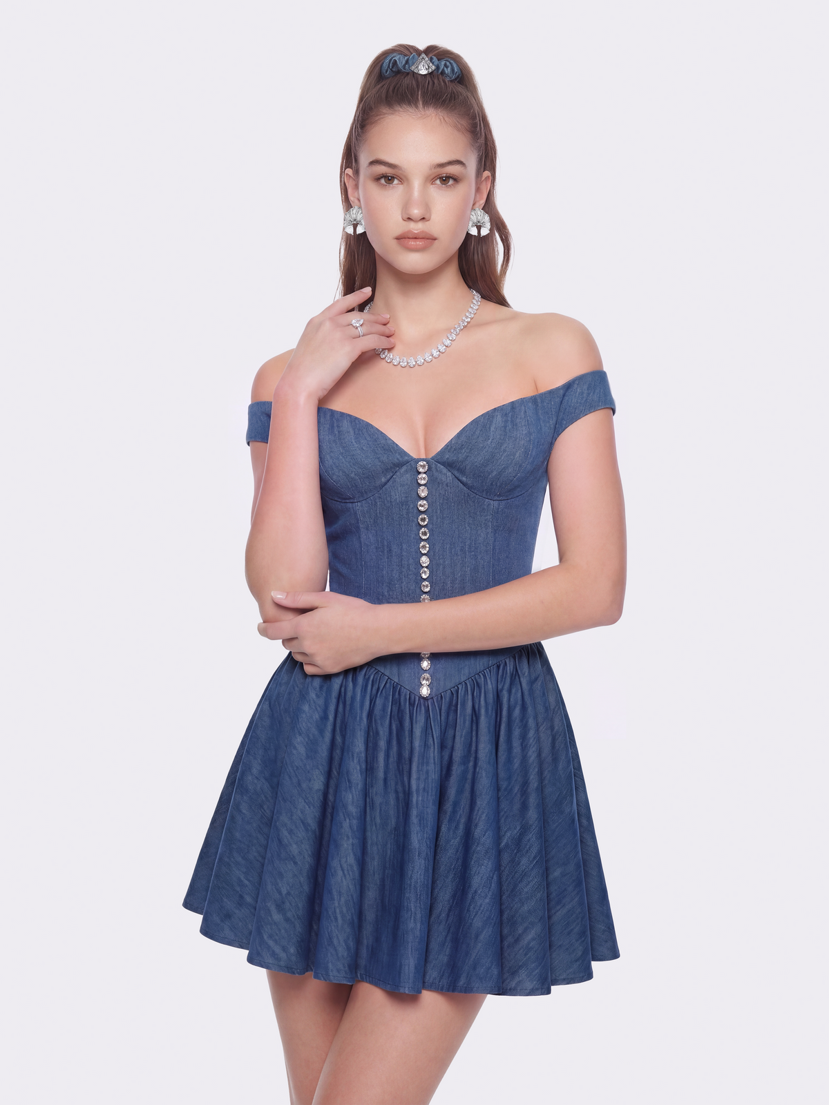 Isabela Off-Shoulder Blue Dress