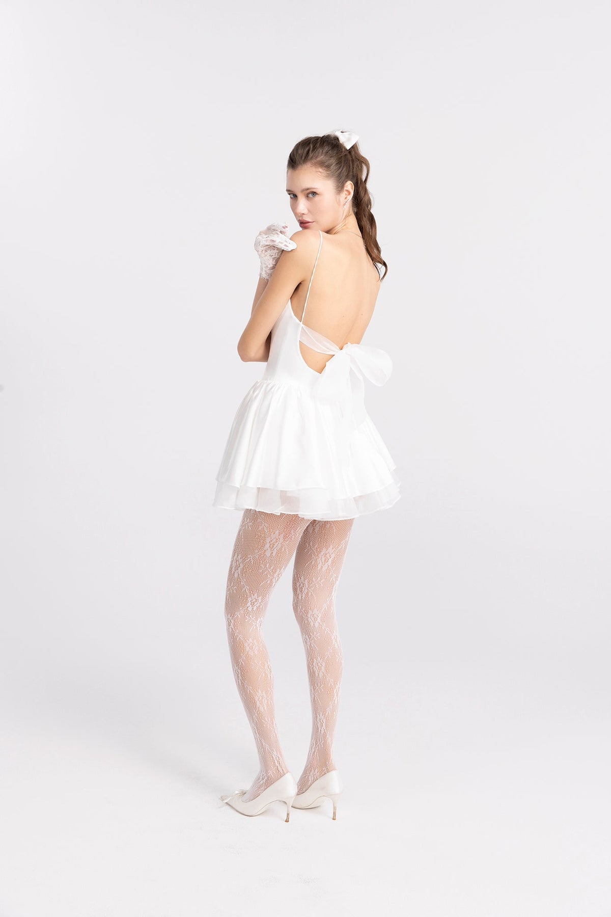 Veronica Backless Mini Dress (White) (Final Sale)
