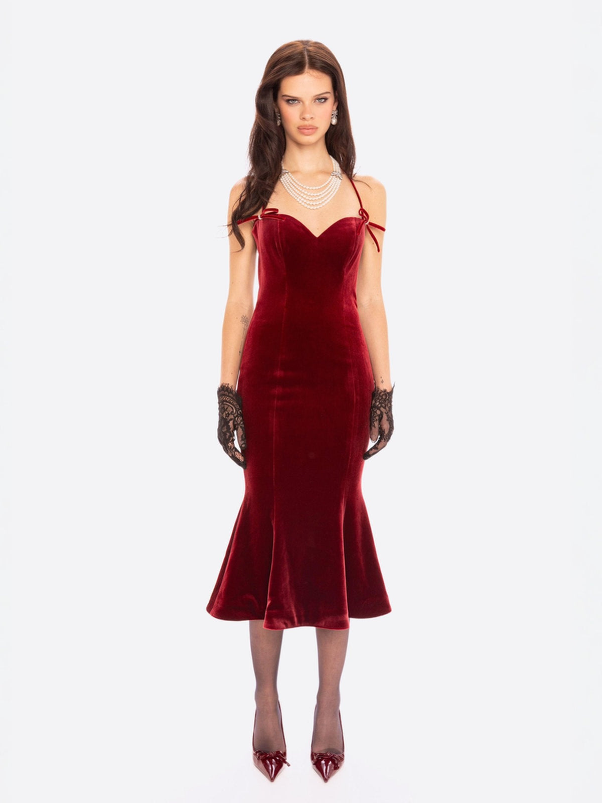 Althea Velvet Dress (Red)