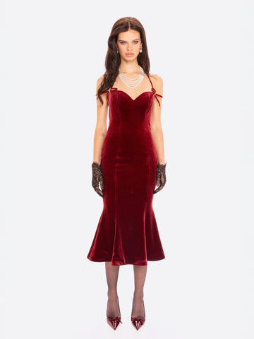 Althea Velvet Dress (Red)