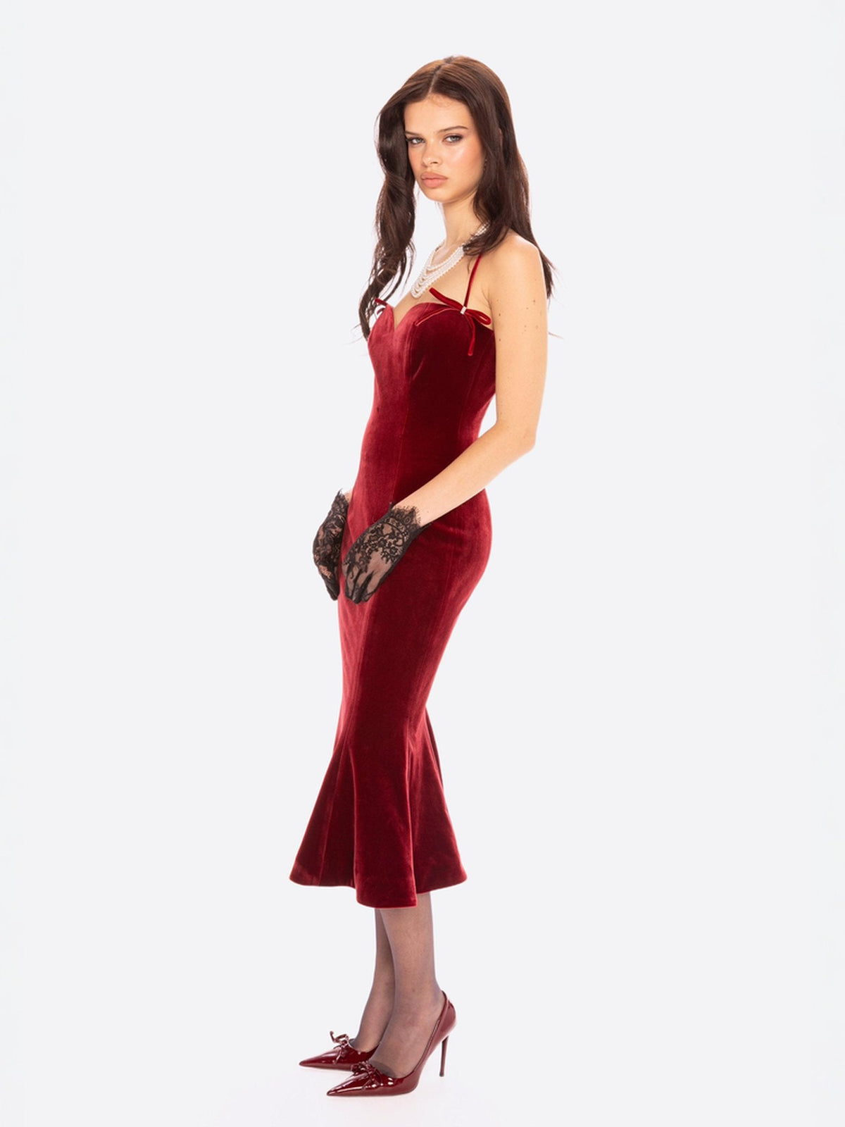 Althea Velvet Dress (Red)