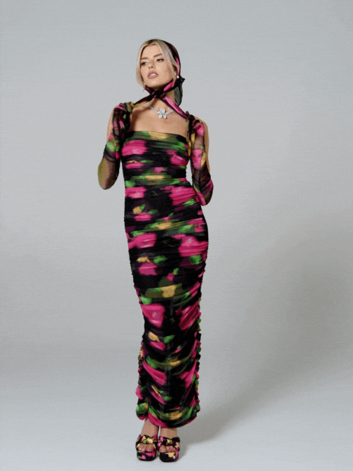 Cordelia Dress With Gloves (Floral) (Final Sale)