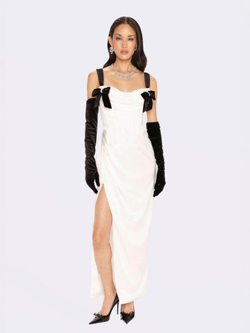 Grace Bow Maxi Dress (White)