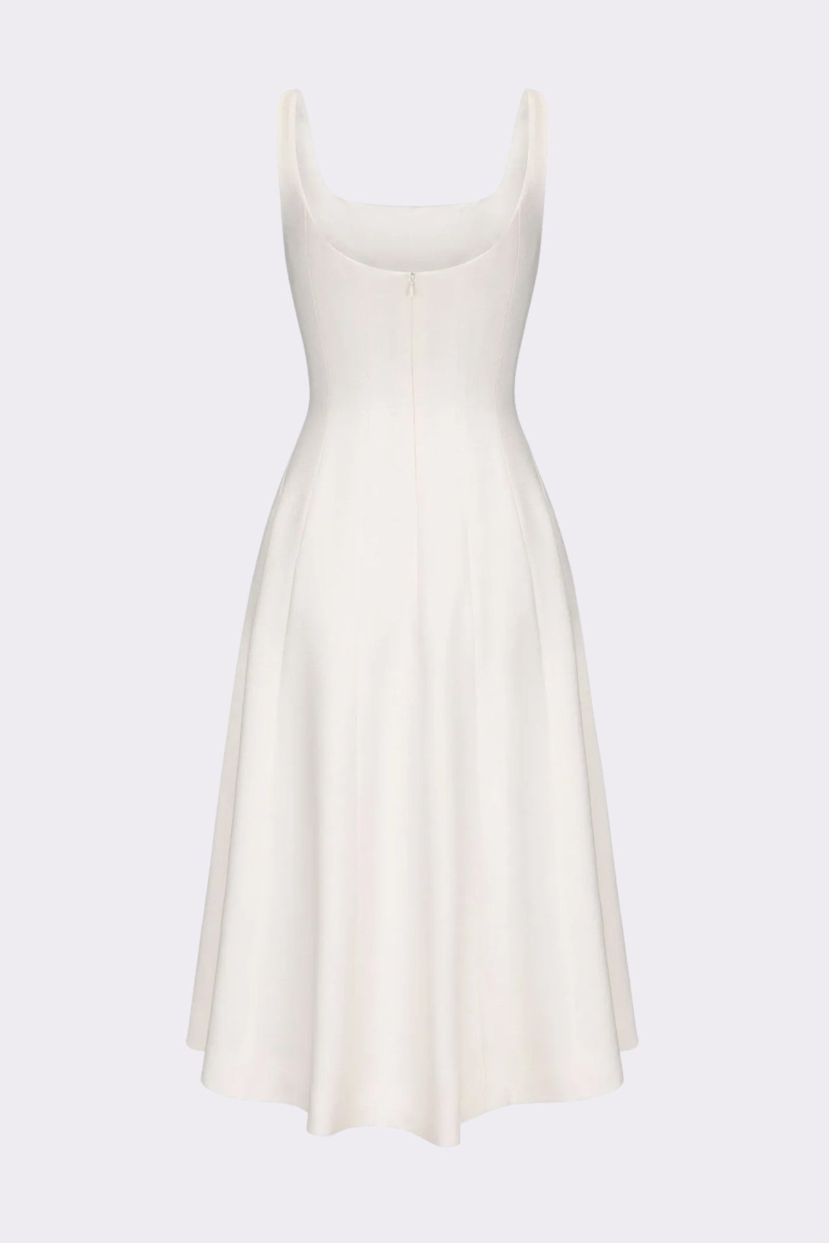 Josephine Square-Neck White Midi Dress