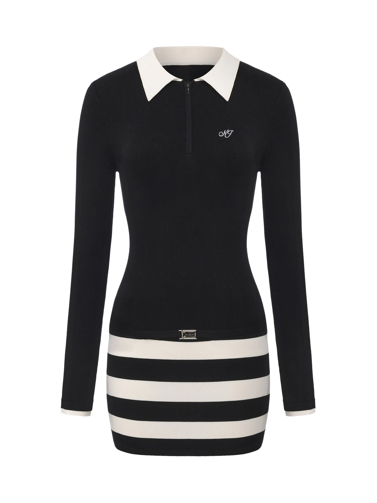 Tessa Striped Black Knit Dress