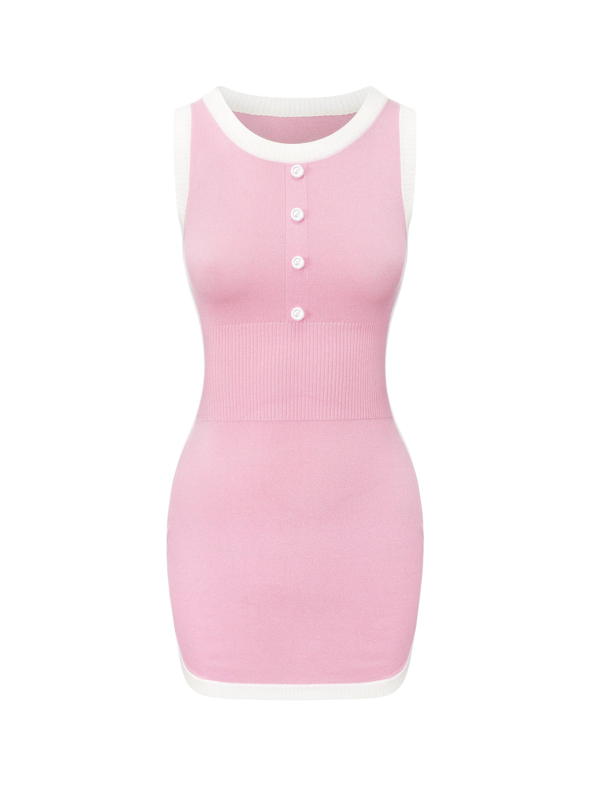 Wilhelmina Contrast-Trim Knit Pink Mini Dress (Final Sale)