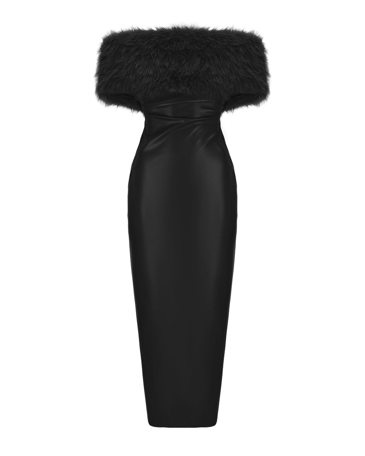 Gabrielle Fur Maxi Dress (Black) (Final Sale)
