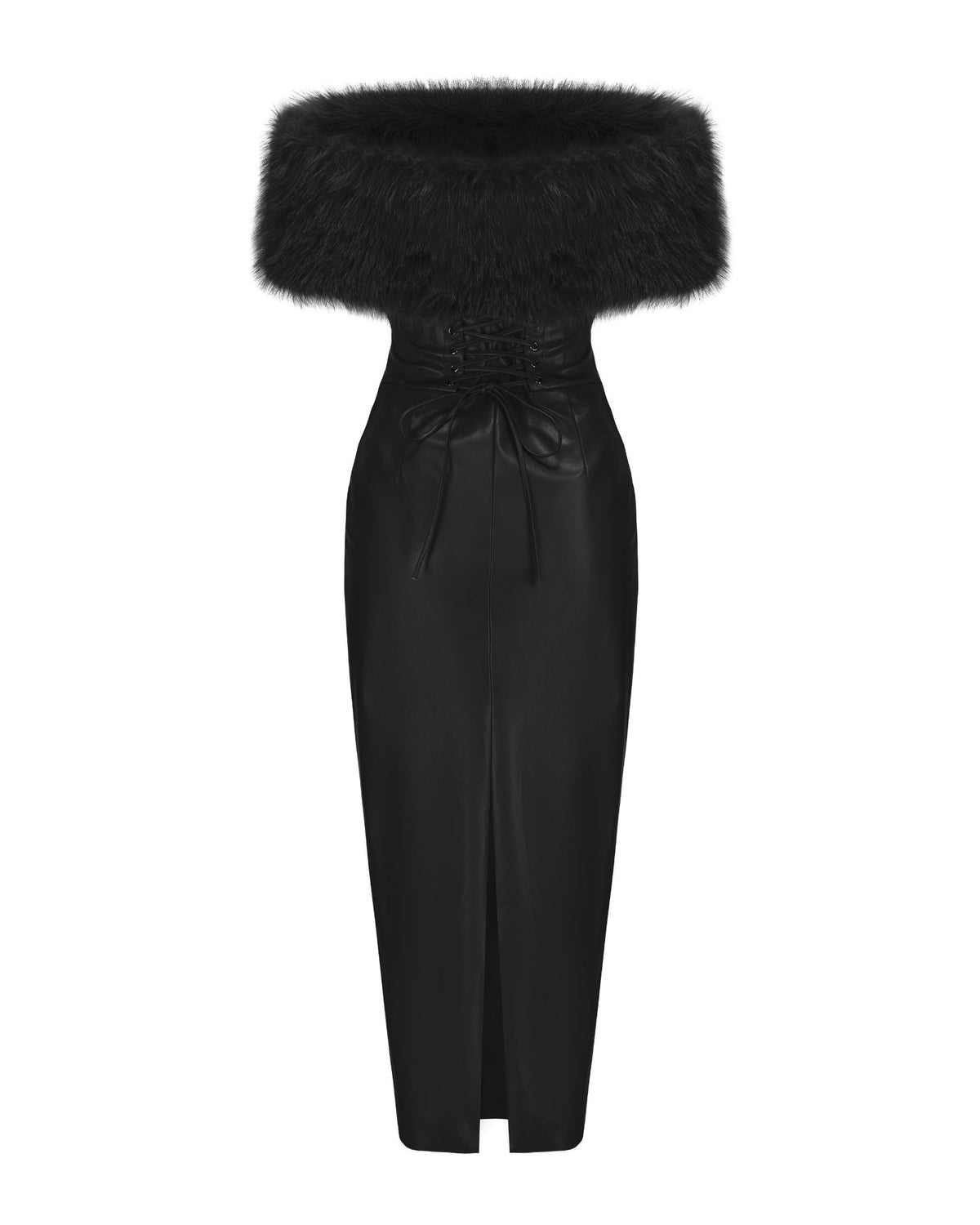 Gabrielle Fur Maxi Dress (Black) (Final Sale)
