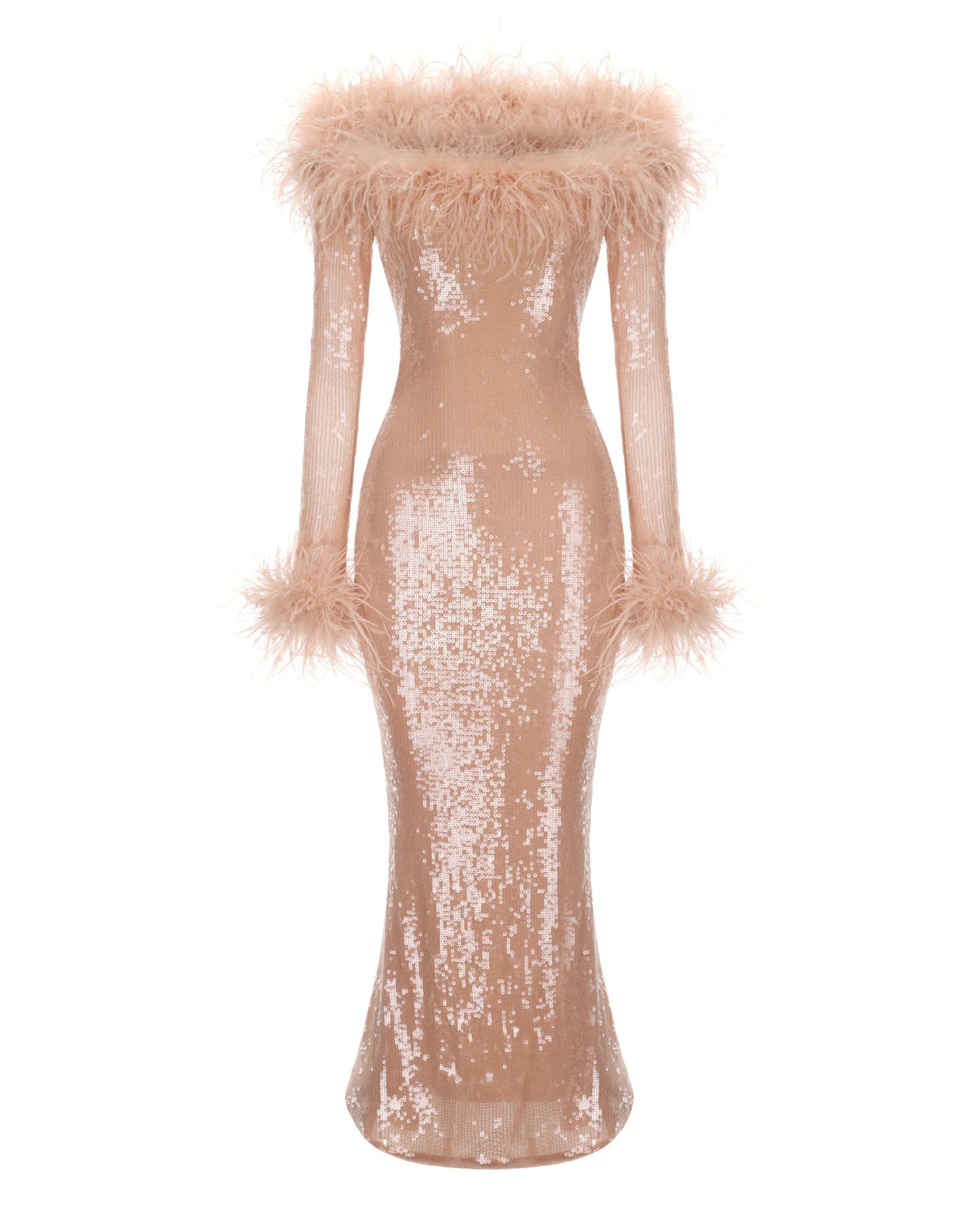 Neva Sequin Maxi Dress (Nude) (Final Sale)