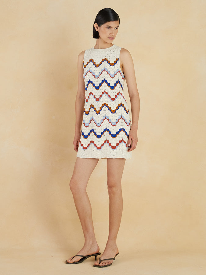 Alma Sleeveless Mini Dress | Ivory / Multi