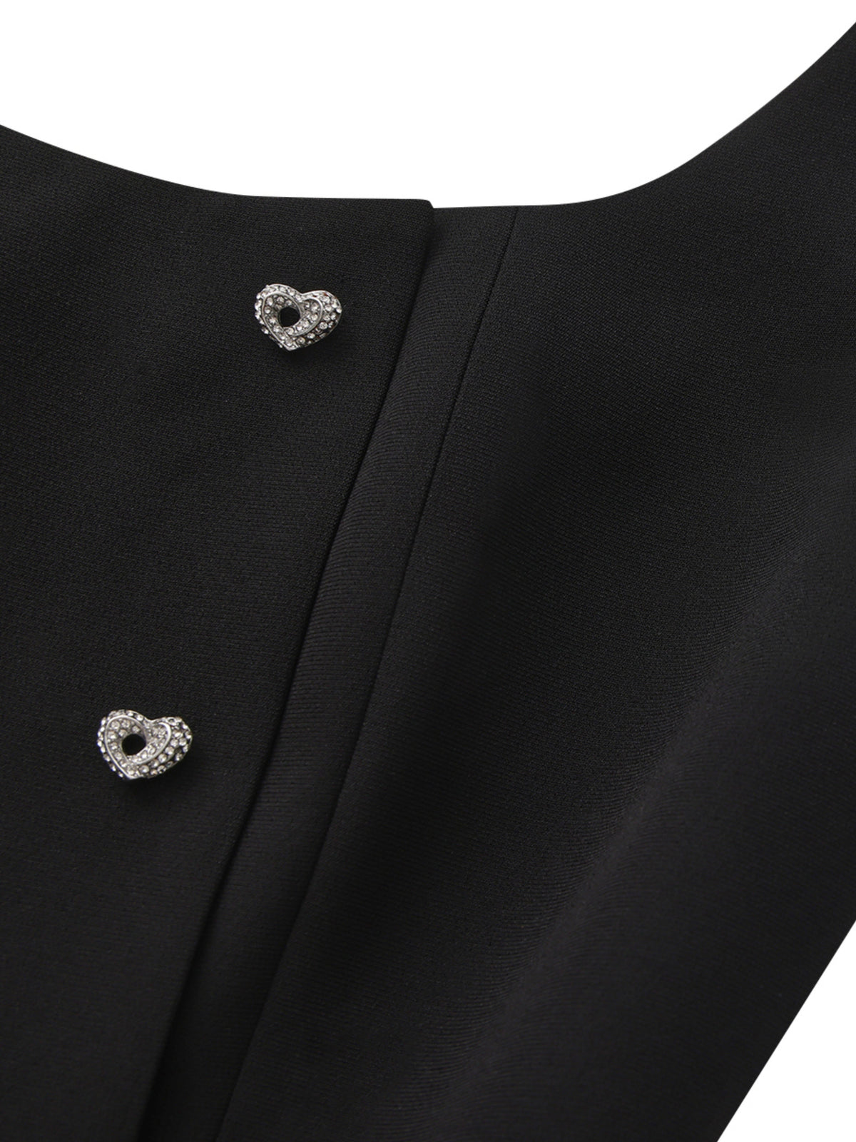 Sera Crystal-Button Black Dress