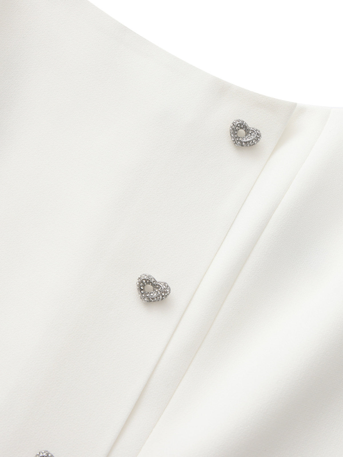 Sera Crystal-Button White Dress