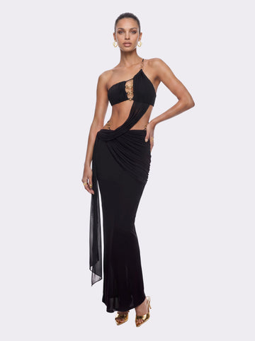 Belladonna One-Shoulder Black Dress