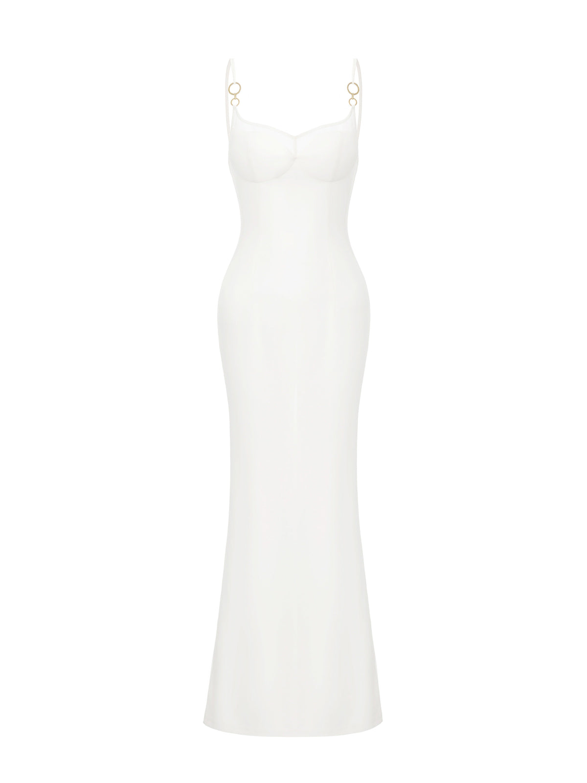 Oriana Mesh Panel White Dress
