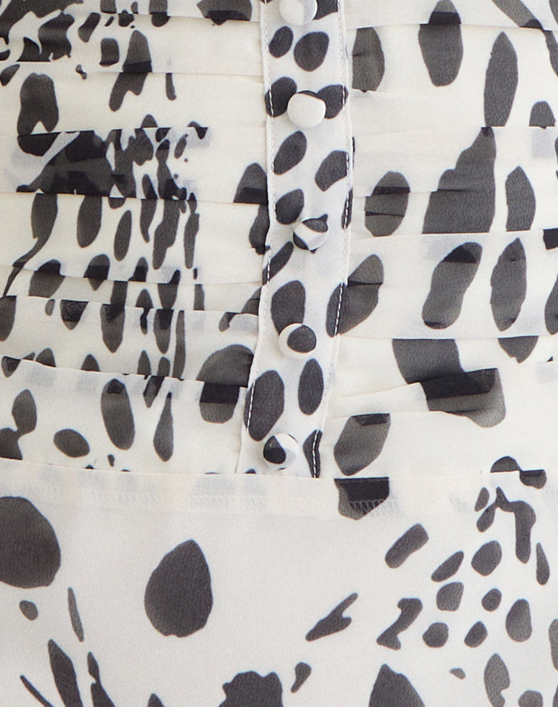 Ridisha Mini Dress in Dalmatian Skin Black and Ivory