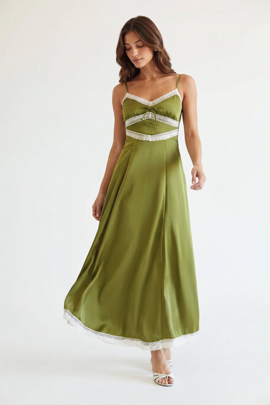 Robyn Lace Trim Satin Maxi Dress