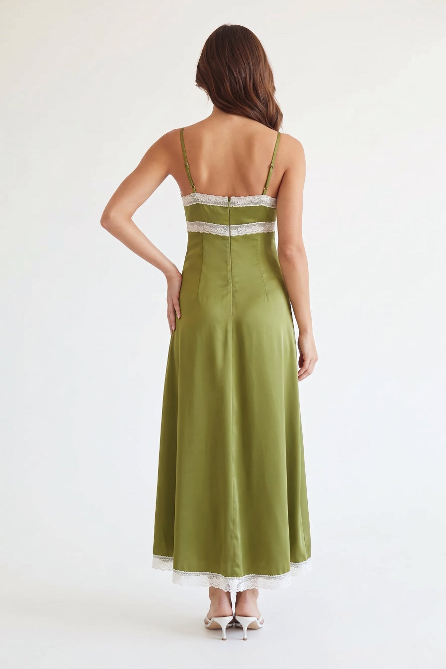 Robyn Lace Trim Satin Maxi Dress
