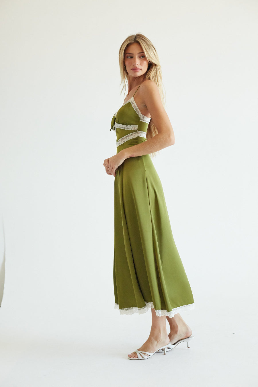 Robyn Lace Trim Satin Maxi Dress