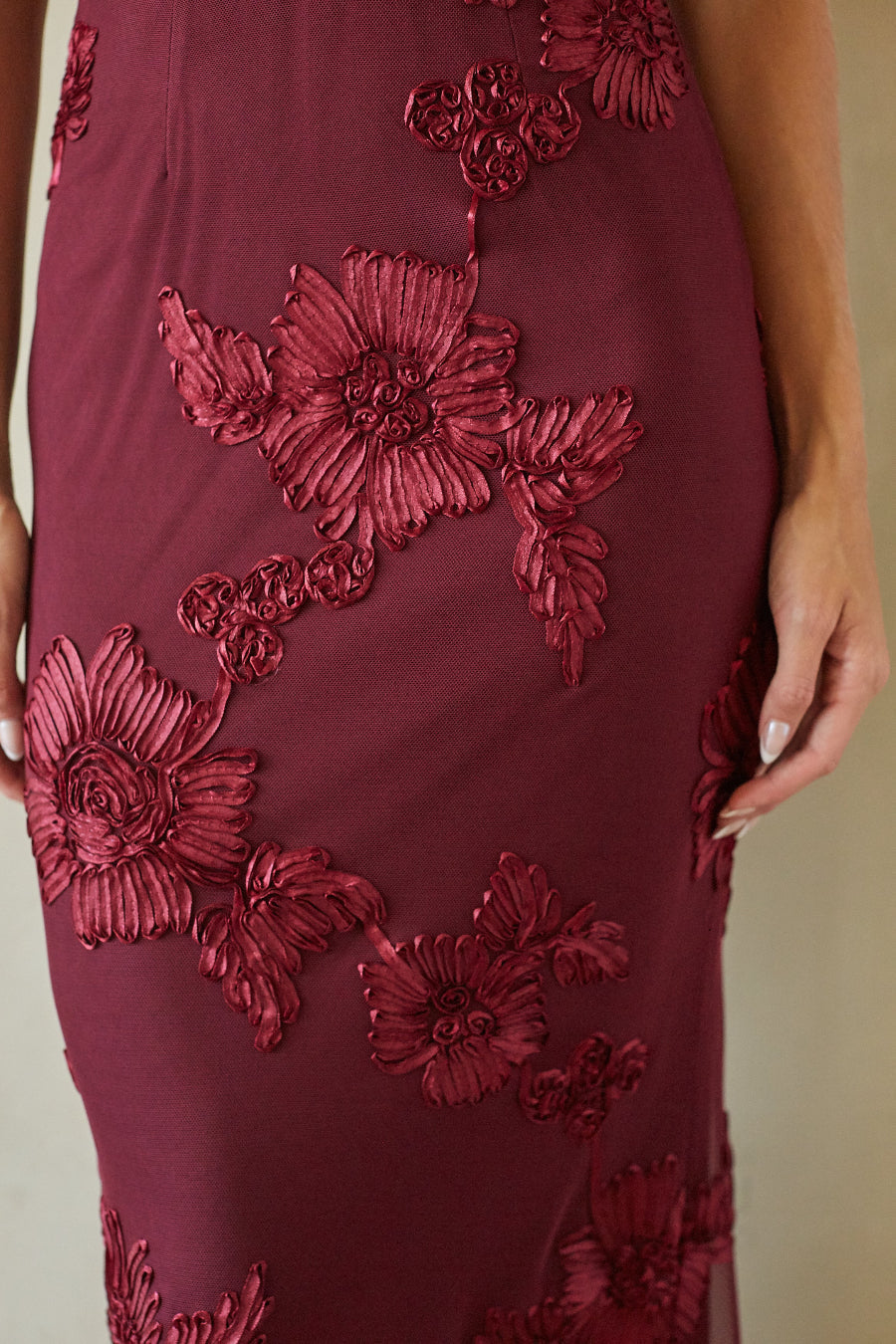 Salome Halter Applique Maxi Dress