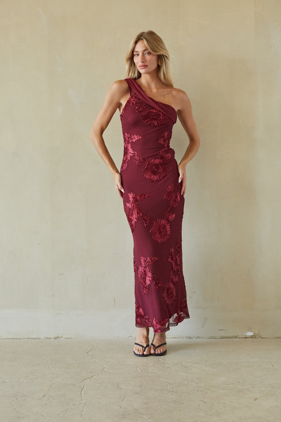 Sevilla One Shoulder Applique Maxi Dress