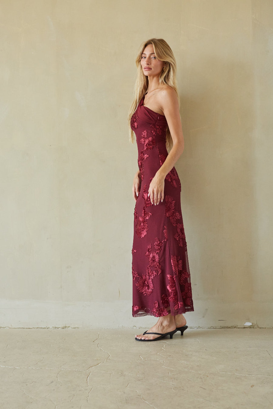 Sevilla One Shoulder Applique Maxi Dress