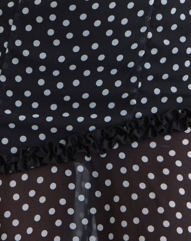 Sovira Midi Dress in Chiffon Black with Tiny Polka Print