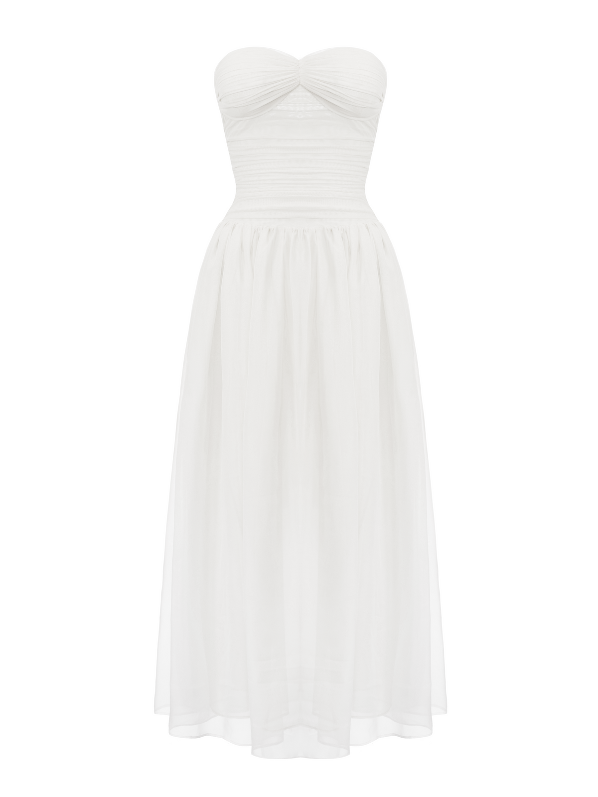 Juliette Strapless Chiffon White Dress (Final Sale)