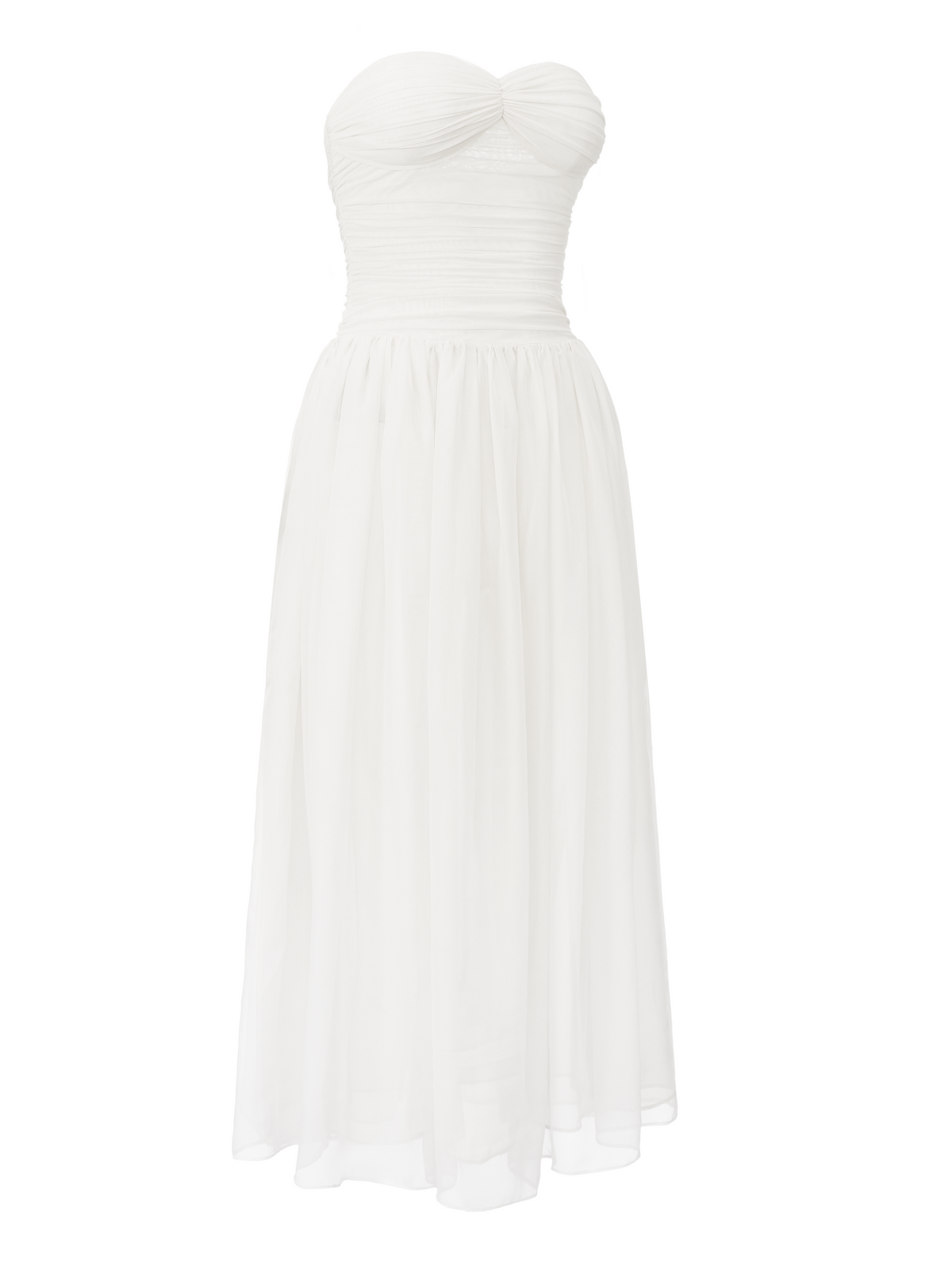 Juliette Strapless Chiffon White Dress (Final Sale)