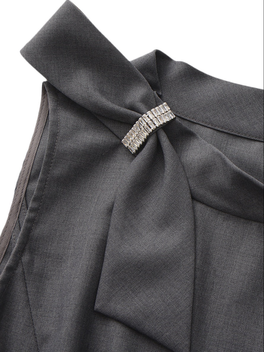Lenora Bow Grey Mini Dress